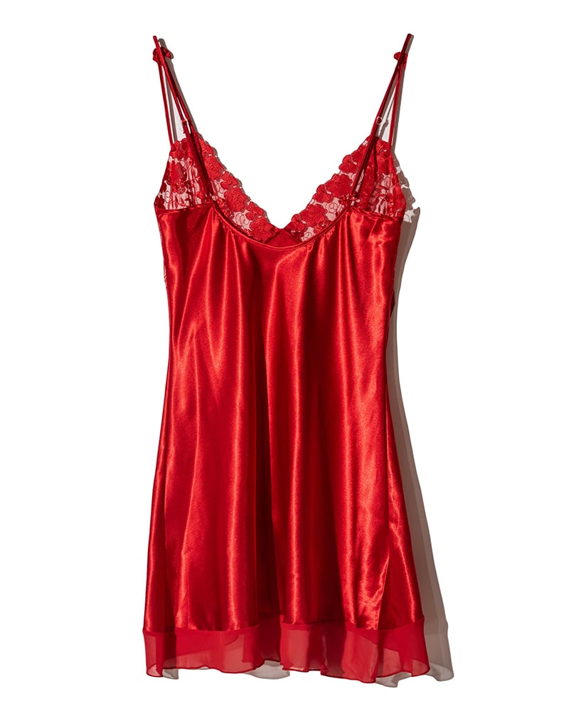 لباس خواب زنانه حریر دو تکه ان بی بی 3820 قرمز - Thumbnail