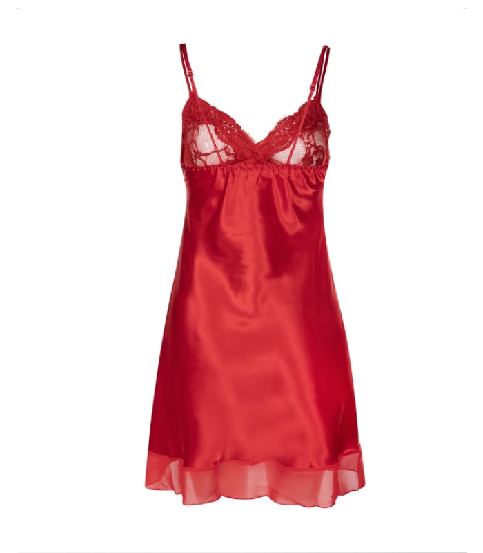 لباس خواب زنانه حریر دو تکه ان بی بی 3927 قرمز