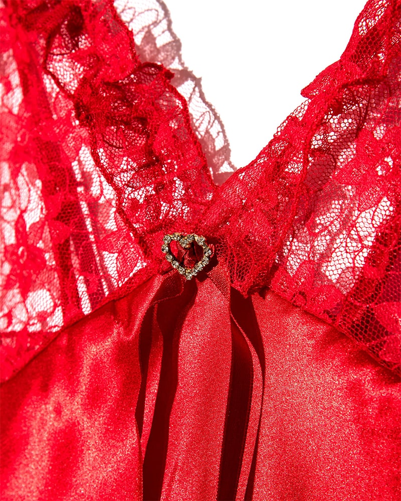 لباس خواب زنانه ساتن بندی ان بی بی 3704 قرمز - Thumbnail
