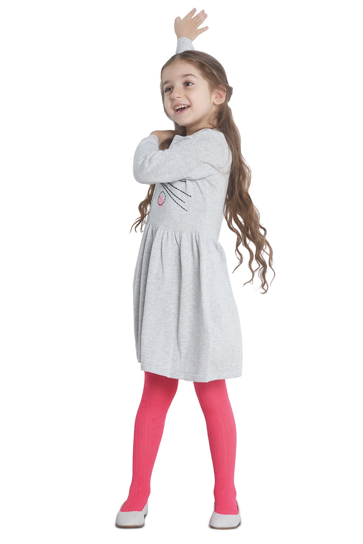 جوراب شلواری طرح‌دار دخترانه پنتی‌ Elena گلبهی - Thumbnail