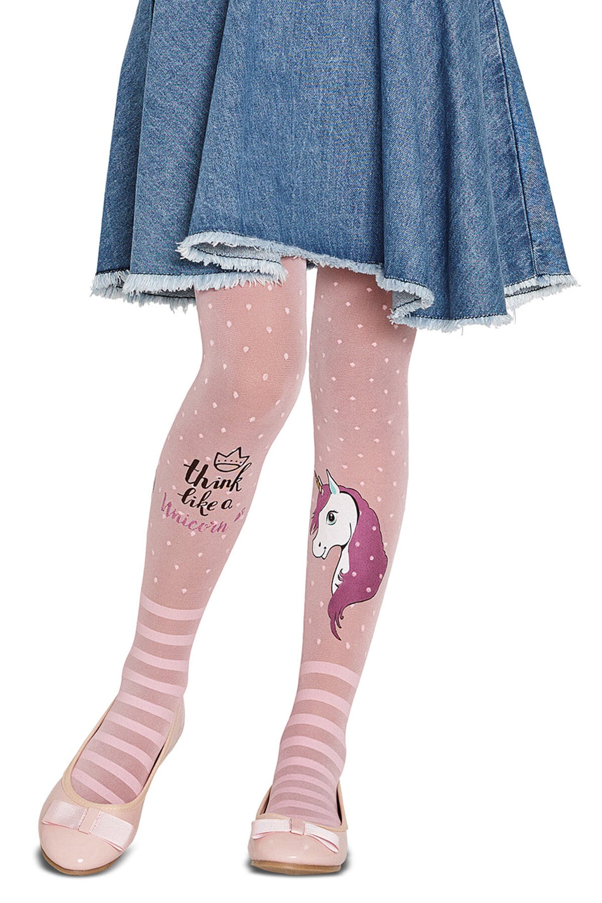 جوراب شلواری طرح‌دار دخترانه پنتی‌ Unicorn صورتی 