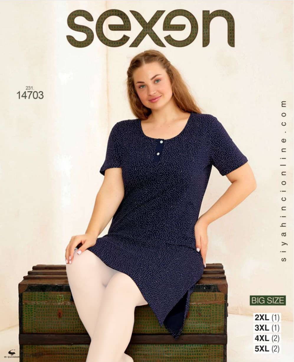 سکسن | Sexen - پیراهن بلند نخی زنانه سایز بزرگ 14703 سکسن