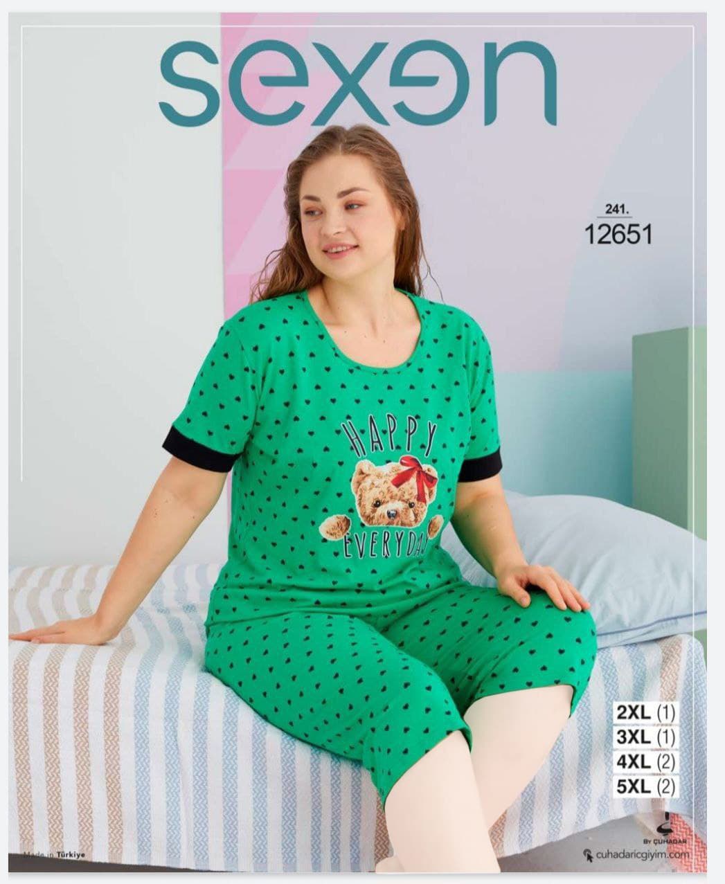 سکسن | Sexen - ست تیشرت و شلوارک تابستانی زنانه سایز بزرگ 12651 سکسن